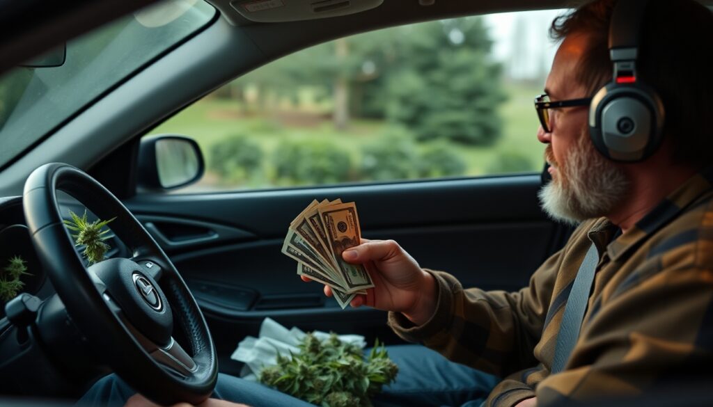 a budora weed delivery driver with a tip in his hand