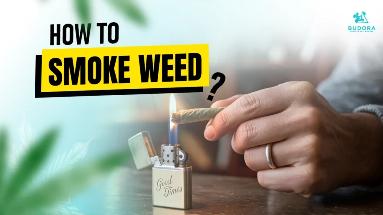 Hand lighting a cannabis joint, Budora guide on how to smoke weed.