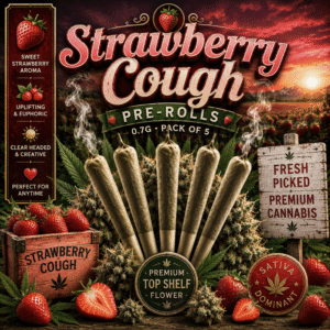 Strawberry Cough Pre-roll Joints (0.7g) – Pack of 5